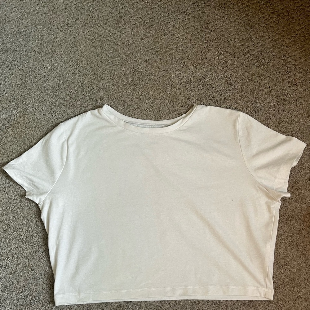 Women’s Plain White Cropped Tee